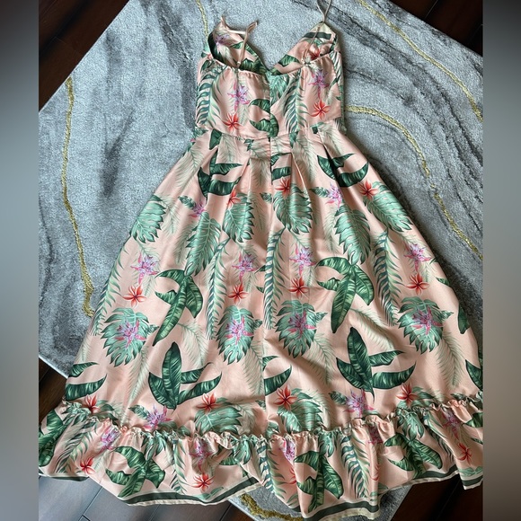 Palm Tree Print Corset Top Dress! Maxi! - Picture 3 of 16